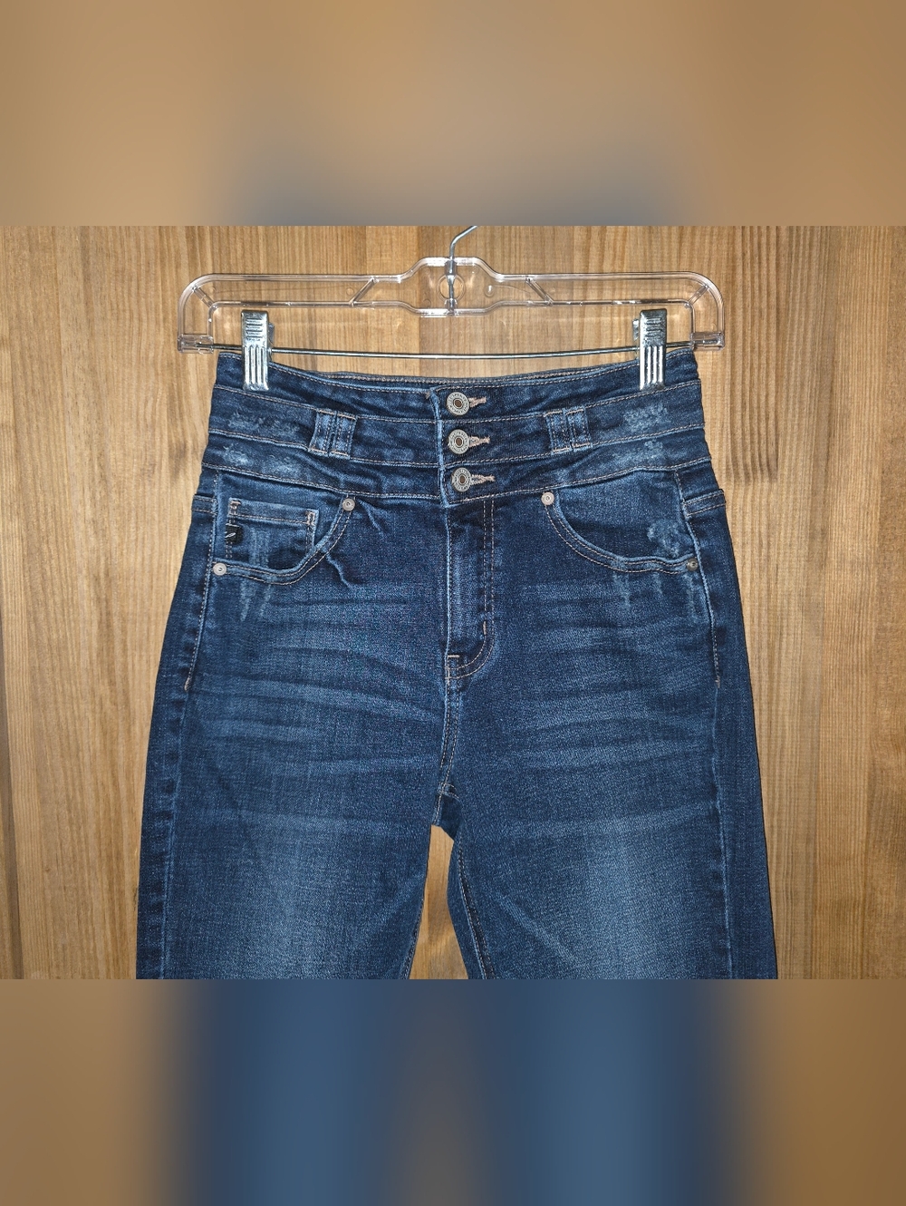 KanCan Women’s SuperHigh-Rise Dark Blue Girlfriend Jeans - Picture 3 of 6